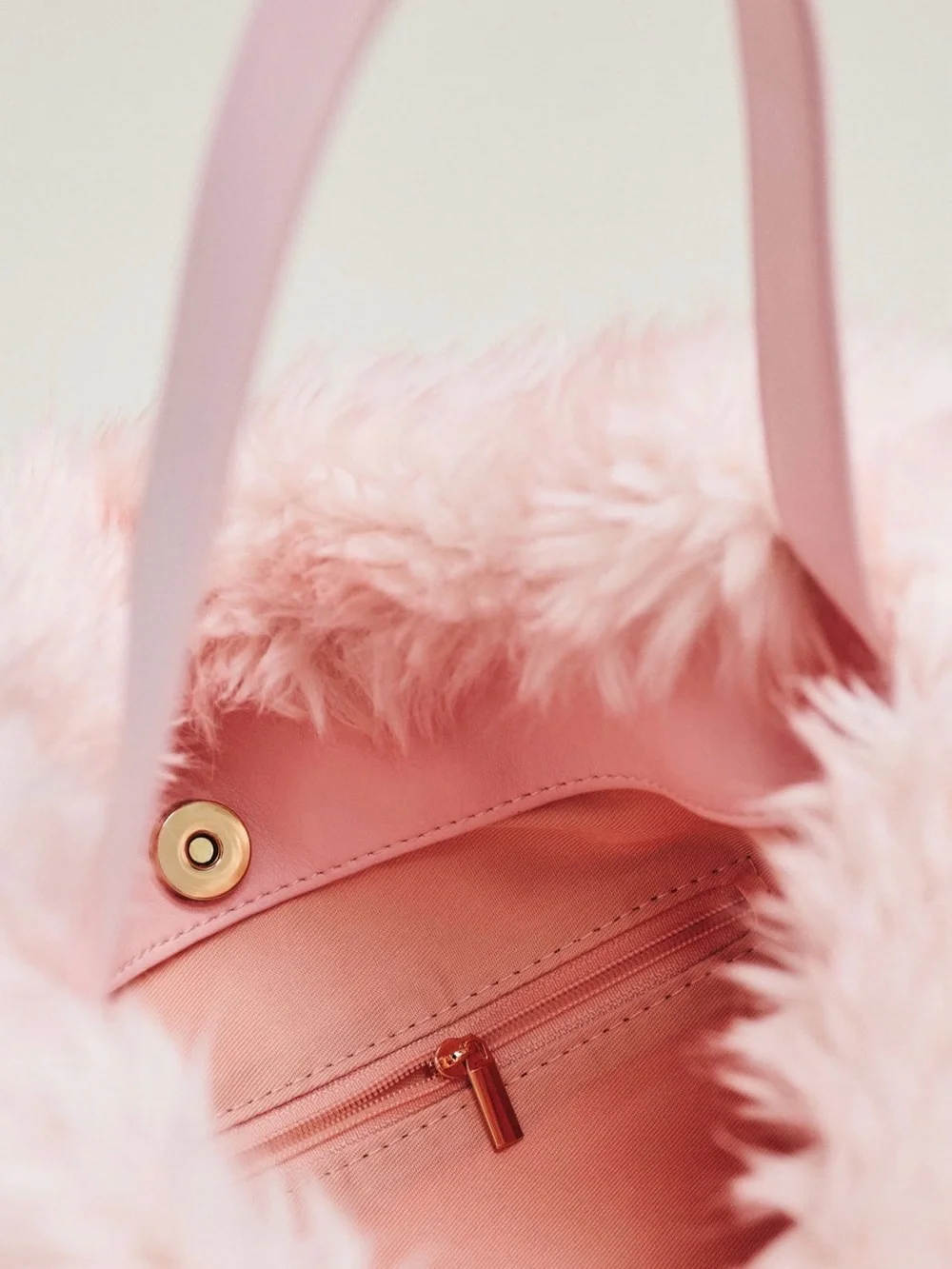 Anthropologie Faux Fur Slouchy Bucket Tote in Pink NWT